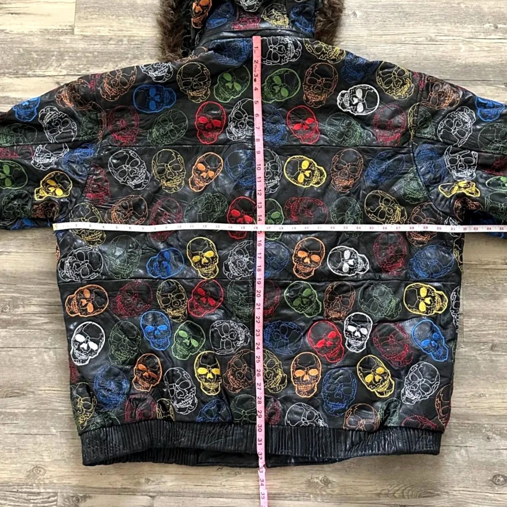 Our Legacy VINTAGE Legacy Leather Bomber Jacket 5XL Black Fur Hood Skull All Over Print AOP Men Men 5XL Big & Tall Size US XXL / EU 58 / 5 - 4 Thumbnail