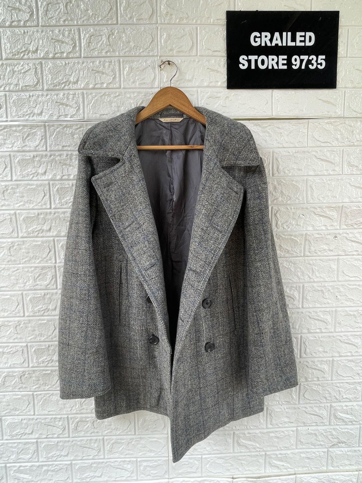 Harris Tweed × Japanese Brand × Vintage Vintage Harris Tweed Wool Coat Size US L / EU 52-54 / 3 - 4 Thumbnail