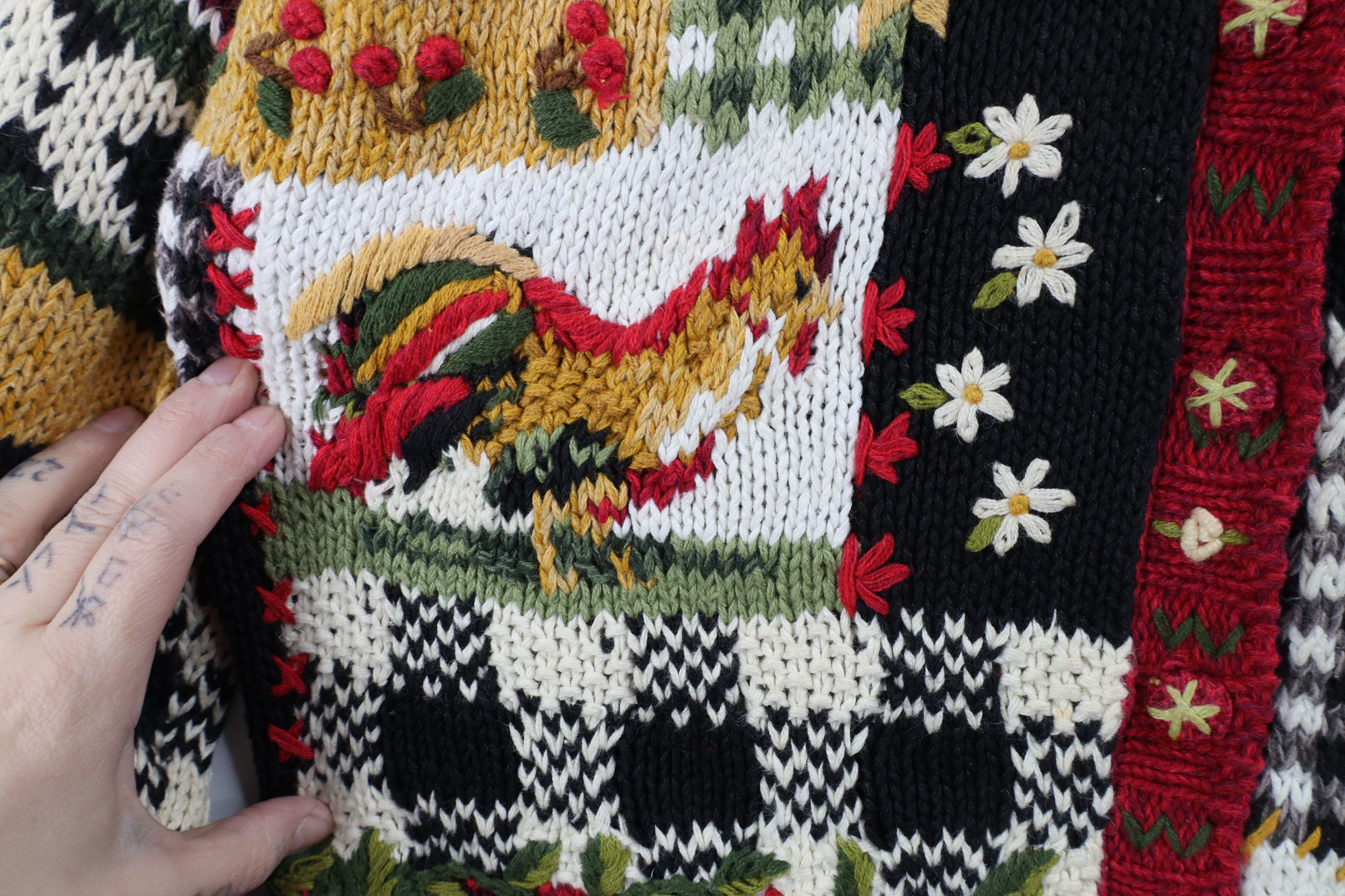 Vintage Vintage Y2K 2000 Country Flower Chicken Cardigan Sweater Size M / US 6-8 / IT 42-44 - 5 Thumbnail