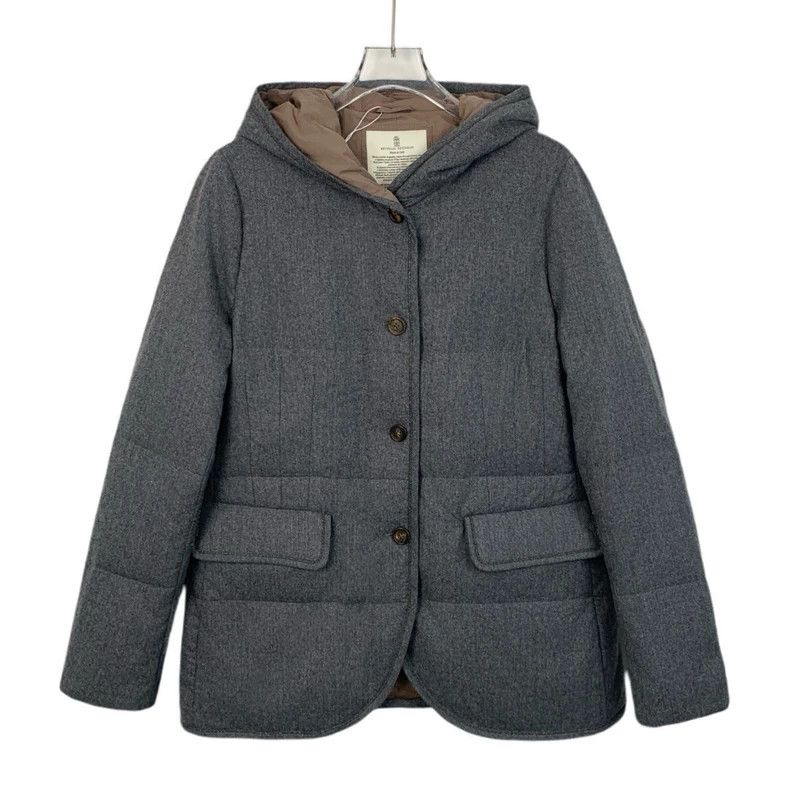 Brunello Cucinelli Brunello Cucinelli Gray Wool Down Coat Size US L / EU 52-54 / 3 - 1 Thumbnail