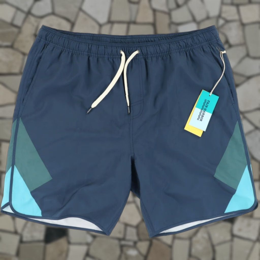 Vintage Fair Harbor Blue Men's 3XL Mastos Anchor Trunk Short Swimming Shorts - High Stretch Polyester Microfiber Regular Fit II N/A Size US 39 - 1 Thumbnail