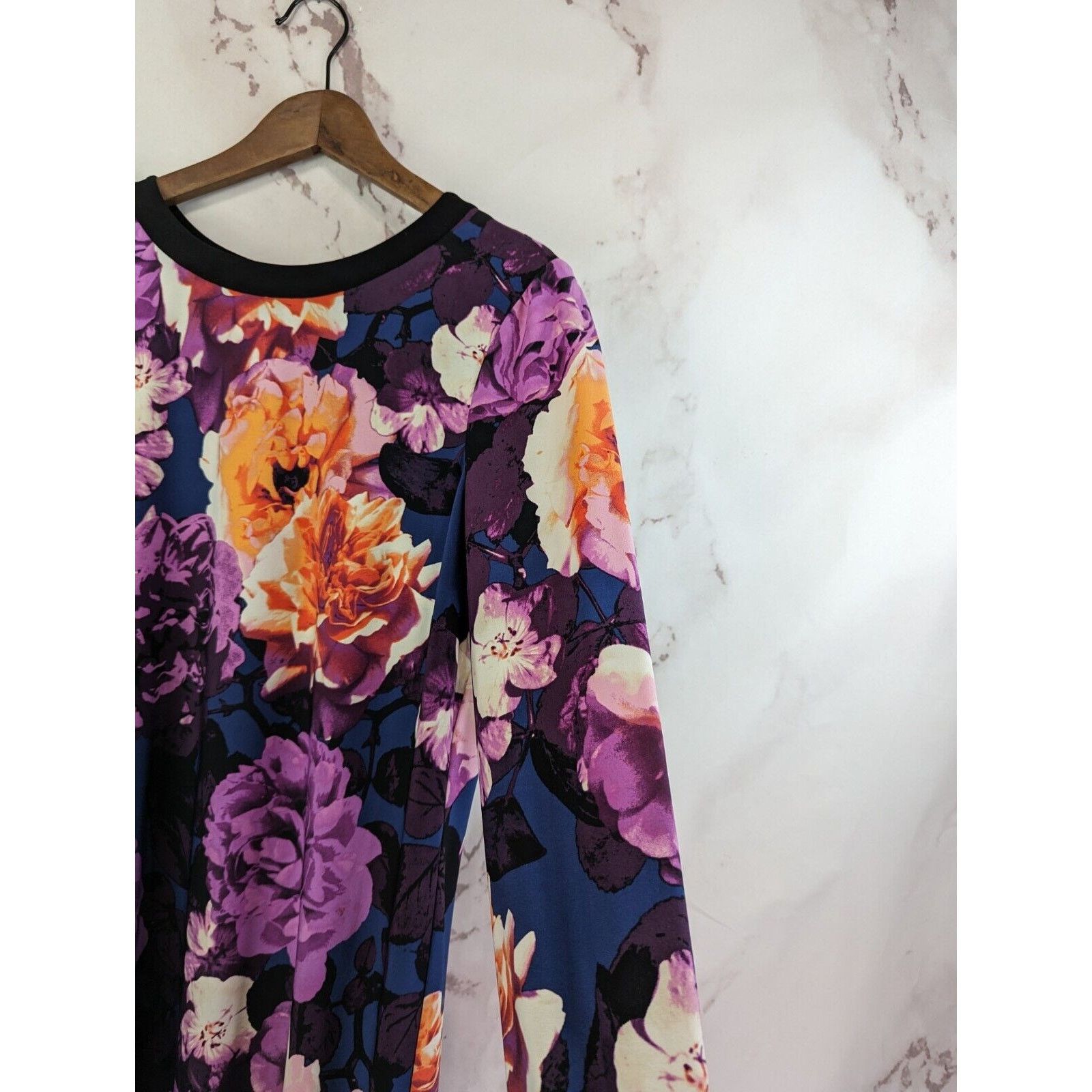 Nordstrom Eliza J Dress Women 14 Large Purple Floral Shift Size XL / US 12-14 / IT 48-50 - 11 Thumbnail