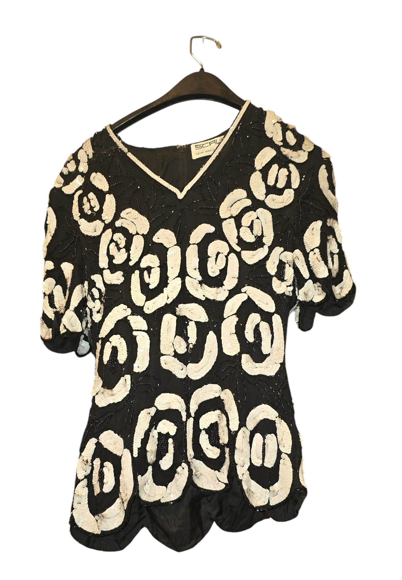 Black Scale Vintage Scala Beaded Top - Size M Size M / US 6-8 / IT 42-44 - 1 Thumbnail