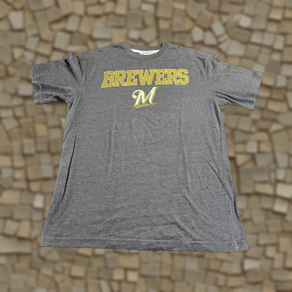 MLB Genuine Merchandise Shirt Men MLB Milwaukee Brewers Baseball Gray Short Sleeve Crew Neck Size M Regular Vintage: No Size US M / EU 48-50 / 2 - 1 Thumbnail