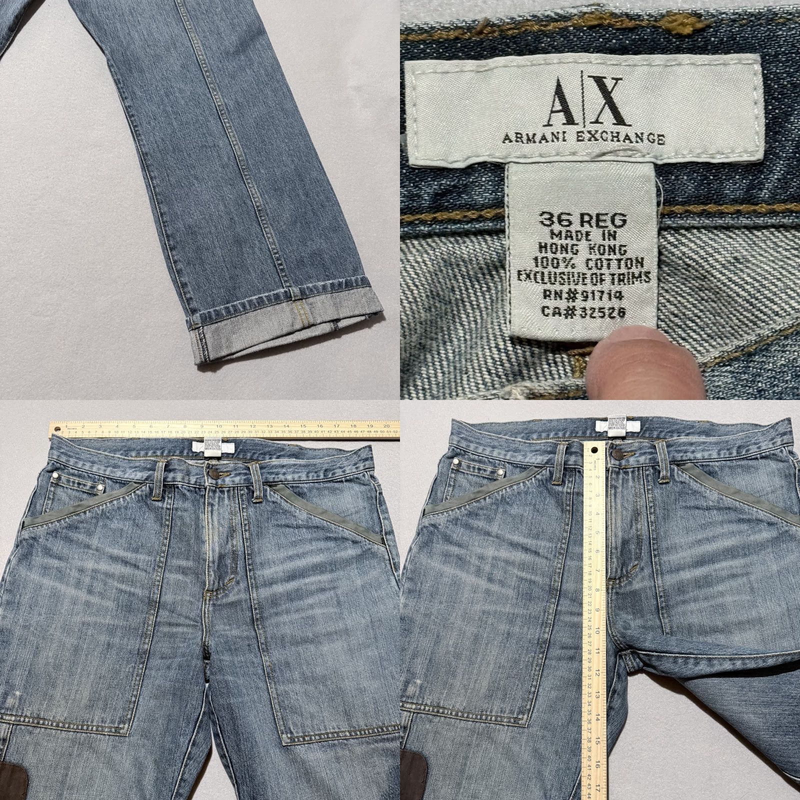 Armani Exchange Armani Exchange Jeans Men's Blue Patchwork Carpenter Pockets Zip Fly - 36 Size US 36 / EU 52 - 8 Thumbnail