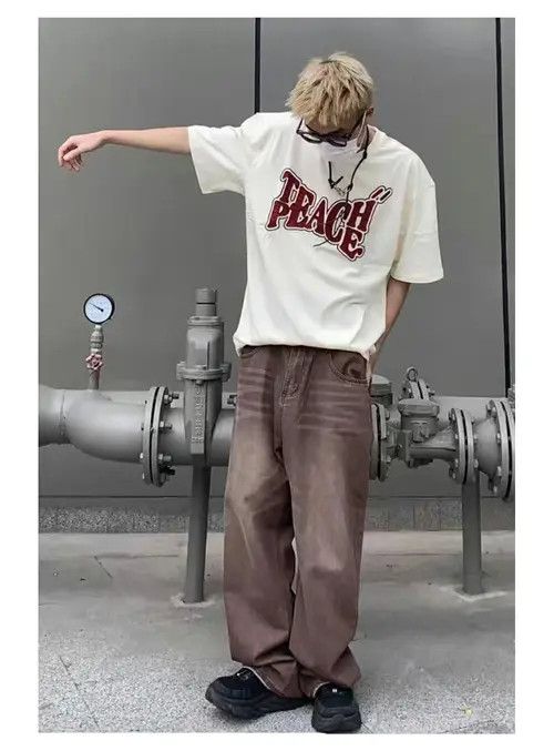 Jean vintage high street casual straight wide leg jeans Size US 34 / EU 50 - 6 Thumbnail