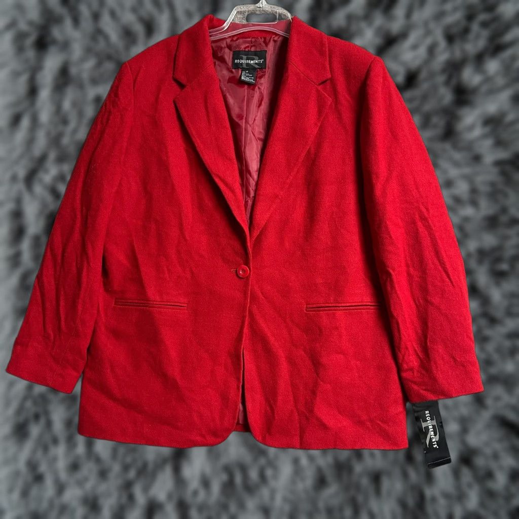 Vintage VINTAGE Requirements Blazer Women 14 Wool Blend Office Classic Tailored 80s 90s Red Women Size XL / US 12-14 / IT 48-50 - 1 Thumbnail