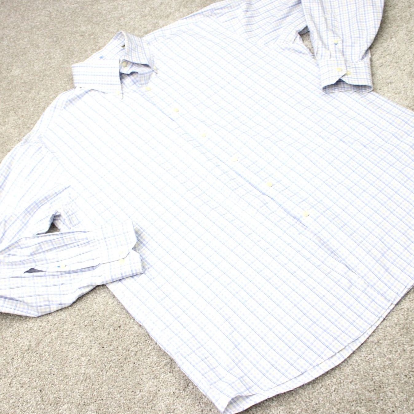 Tommy Bahama Tommy Bahama Dress Shirt Mens 17 36/37 Blue Yellow 100% Cotton Long Sleeve Button Down Collared Size US XL / EU 56 / 4 - 7 Thumbnail