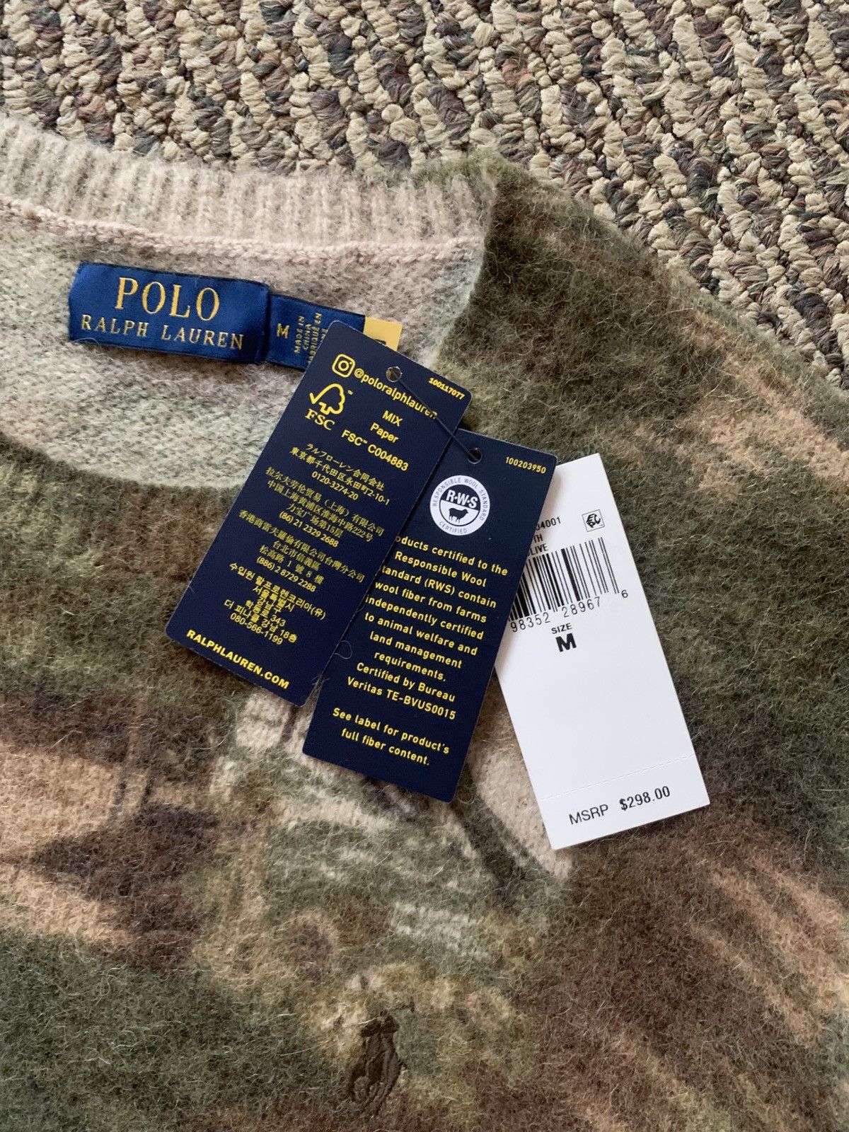Polo Ralph Lauren NWT Polo Ralph Lauren Sea-To-Ski Camo Alpaca Wool Sweater Size US M / EU 48-50 / 2 - 7 Thumbnail