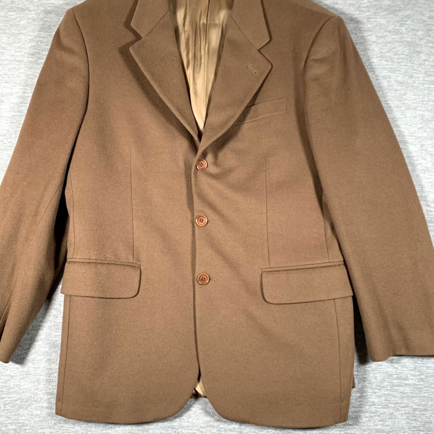 Vintage Bianchi Suit Jacket Mens 48 Brown Wool Cashmere 3 Button Blazer Made Italy Size 48R - 3 Thumbnail