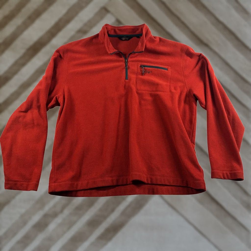 Orvis Orvis Trout Bum Mens XXL Red Waffle Knit Quarter Zip Fleece Pullover Sweater Size US XXL / EU 58 / 5 - 1 Thumbnail