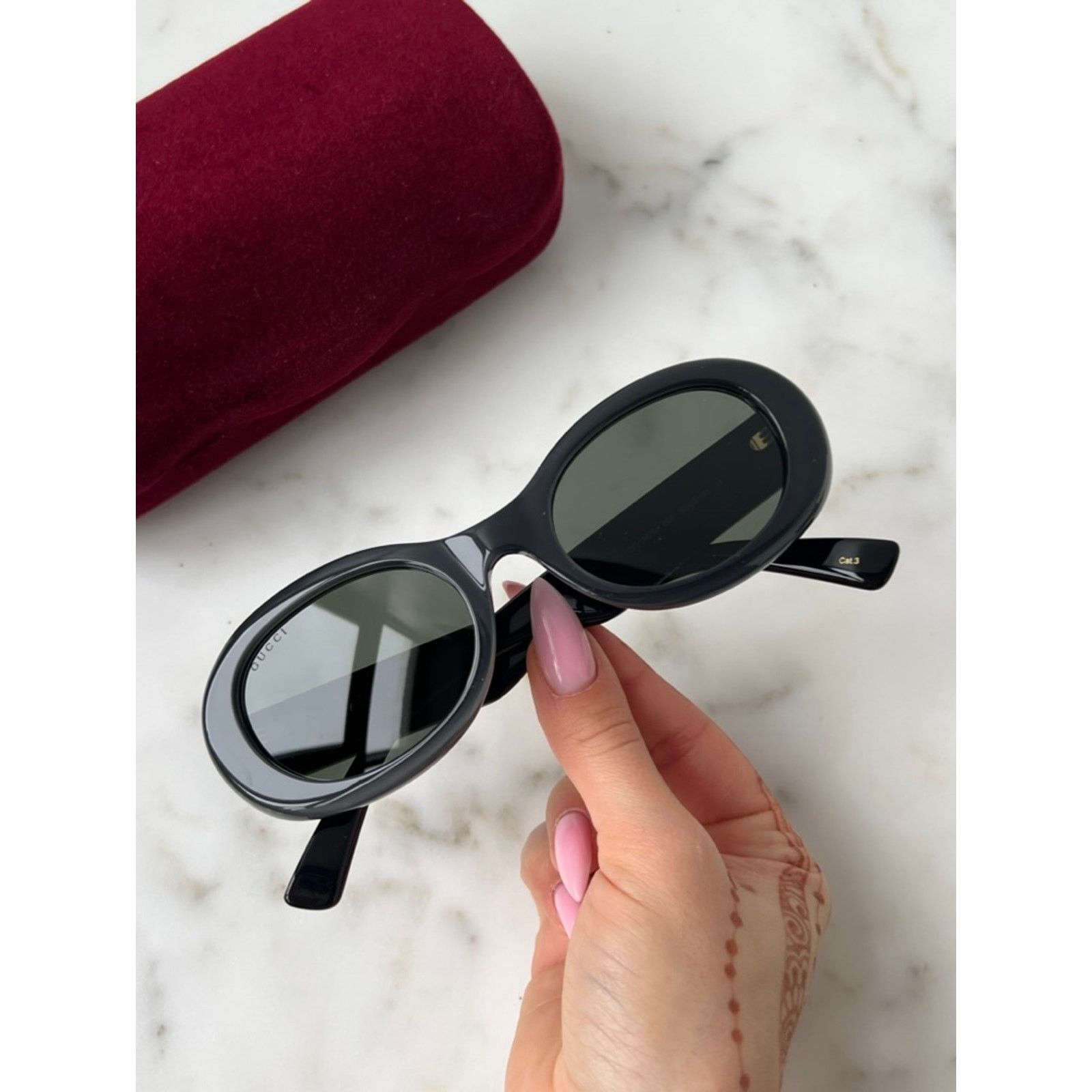 Gucci NEW Gucci GG1587S Oval Black Sunglasses Size ONE SIZE - 5 Thumbnail