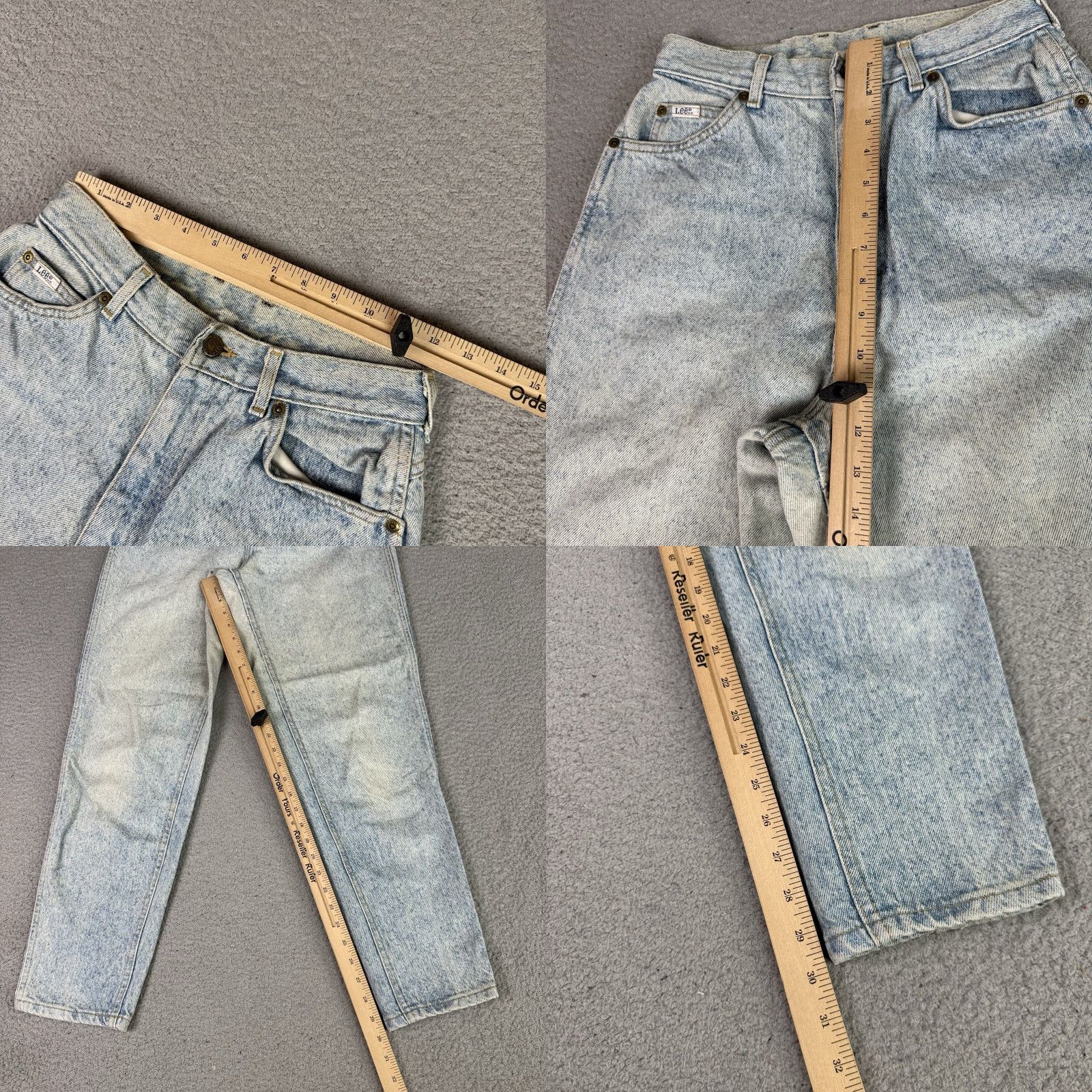 Lee VINTAGE Lee Jeans Womens 10M Blue Tapered High Waist 24x30 Distressed USA Jeans Womens Size 32" / US 10 / IT 46 - 9 Thumbnail