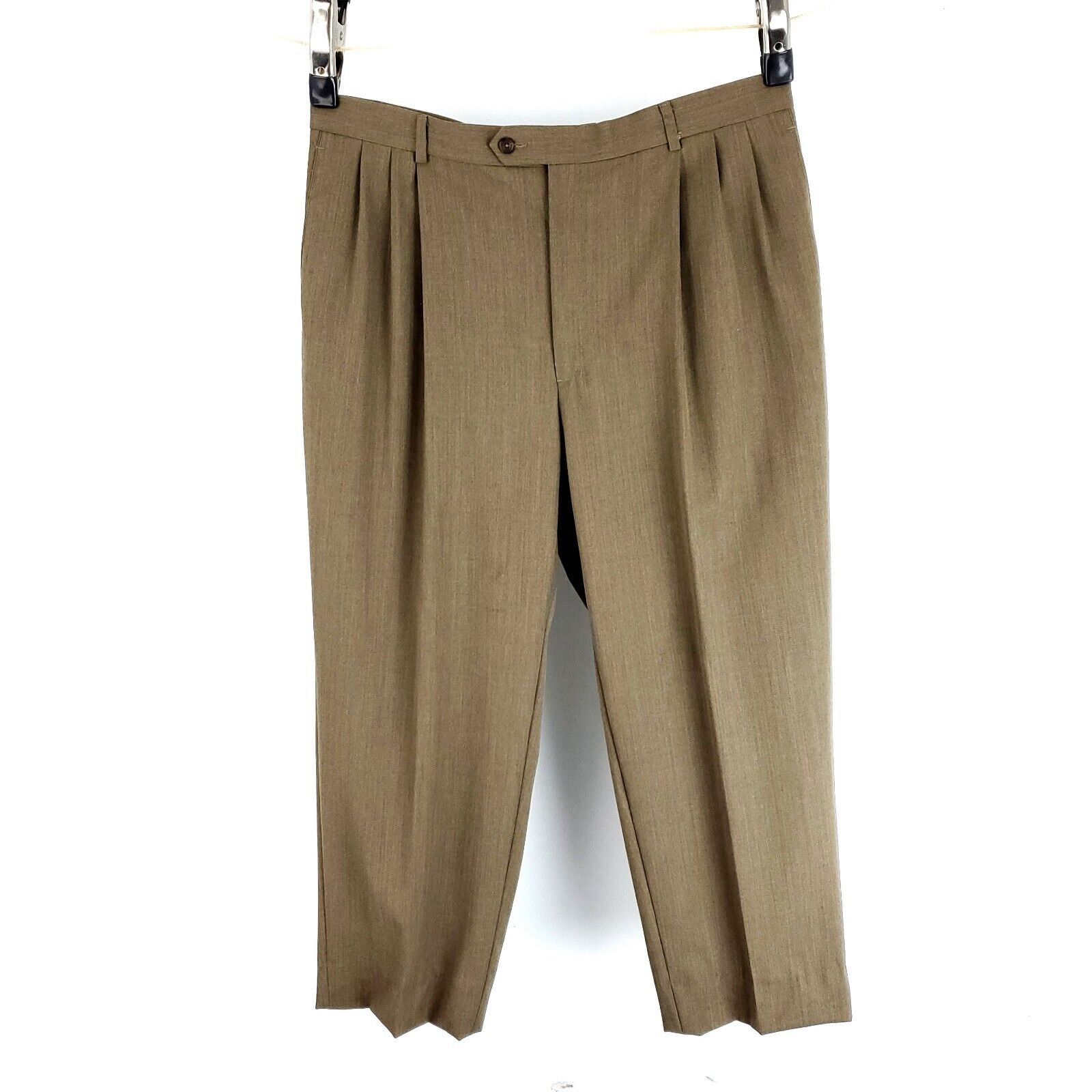 Pronto Uomo Pronto Uomo Heavy Wool Dress Pants 39/29 Brown Pleated High Size 38R - 5 Thumbnail