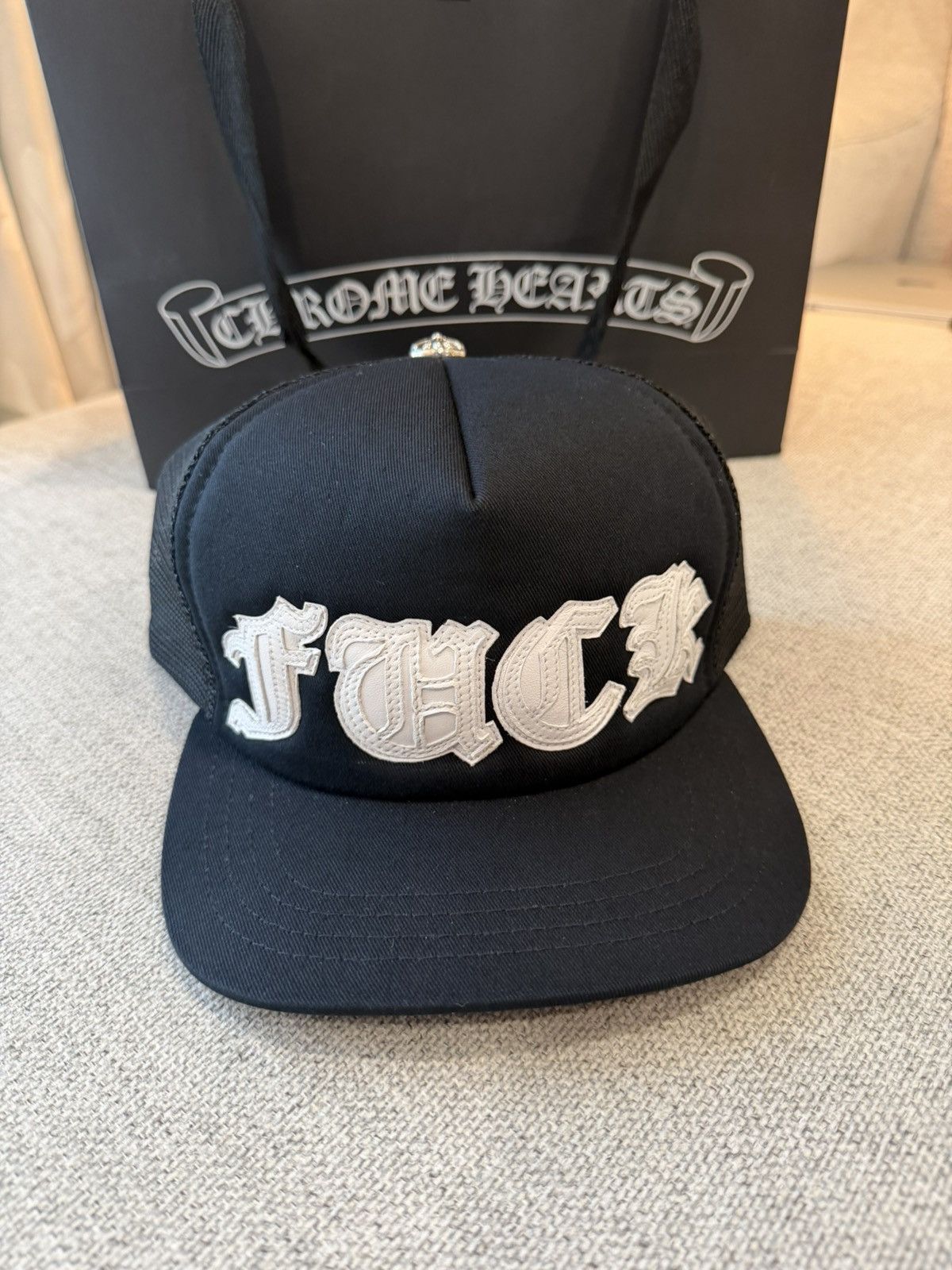Chrome Hearts Chrome Hearts F U C K Leather Patched Trucker Size ONE SIZE - 1 Thumbnail