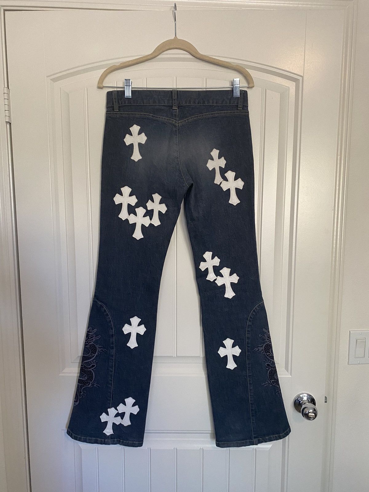 Chrome Hearts Chrome Hearts Vintage White Cross Patch Jeans Size US 27 - 2 Thumbnail