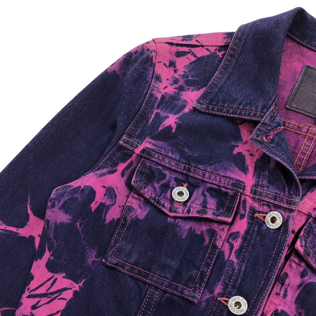 Guess Vintage Guess USA Purple Tie Dye Denim Jacket Made In USA Size S / US 4 / IT 40 - 11 Thumbnail