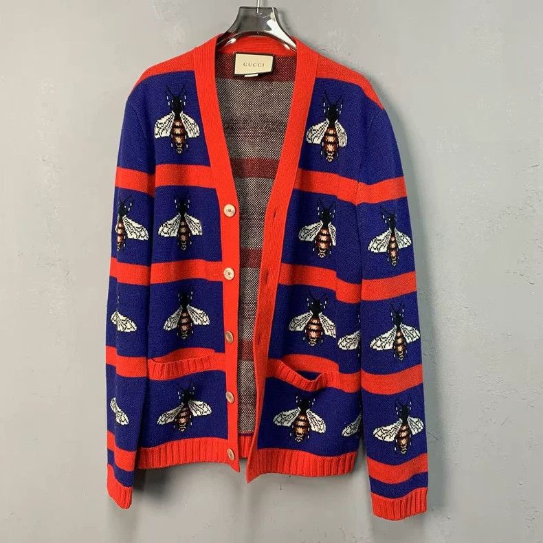 Gucci Gucci Little Bee Wool Knitted Cardigan Jacket 2502-Nextarro Size US M / EU 48-50 / 2 - 1 Thumbnail