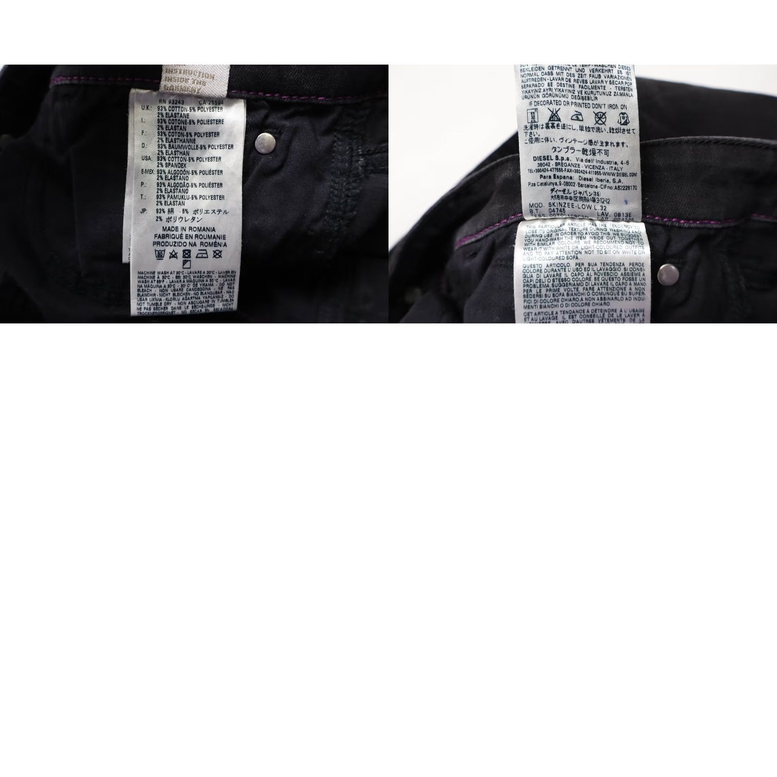 Diesel DIESEL Jeans Women's W31/L32 Skinzee-Low Super Slim-Skinny Low Waist 0813E Black Size 24" / US 00 / IT 34 - 8 Thumbnail