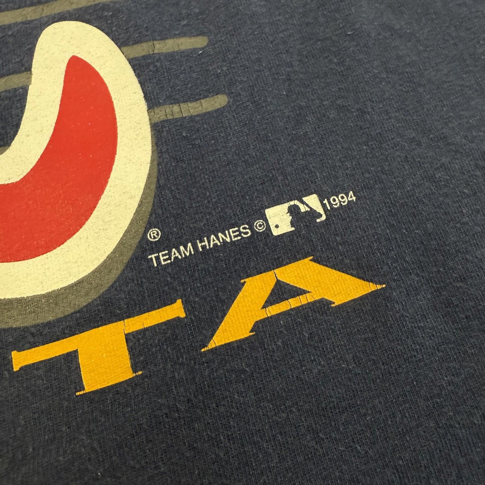 Hanes Vtg 90s Atlanta Braves Shirt Mens L MLB Baseball 100% Cotton Size ONE SIZE - 2 Thumbnail