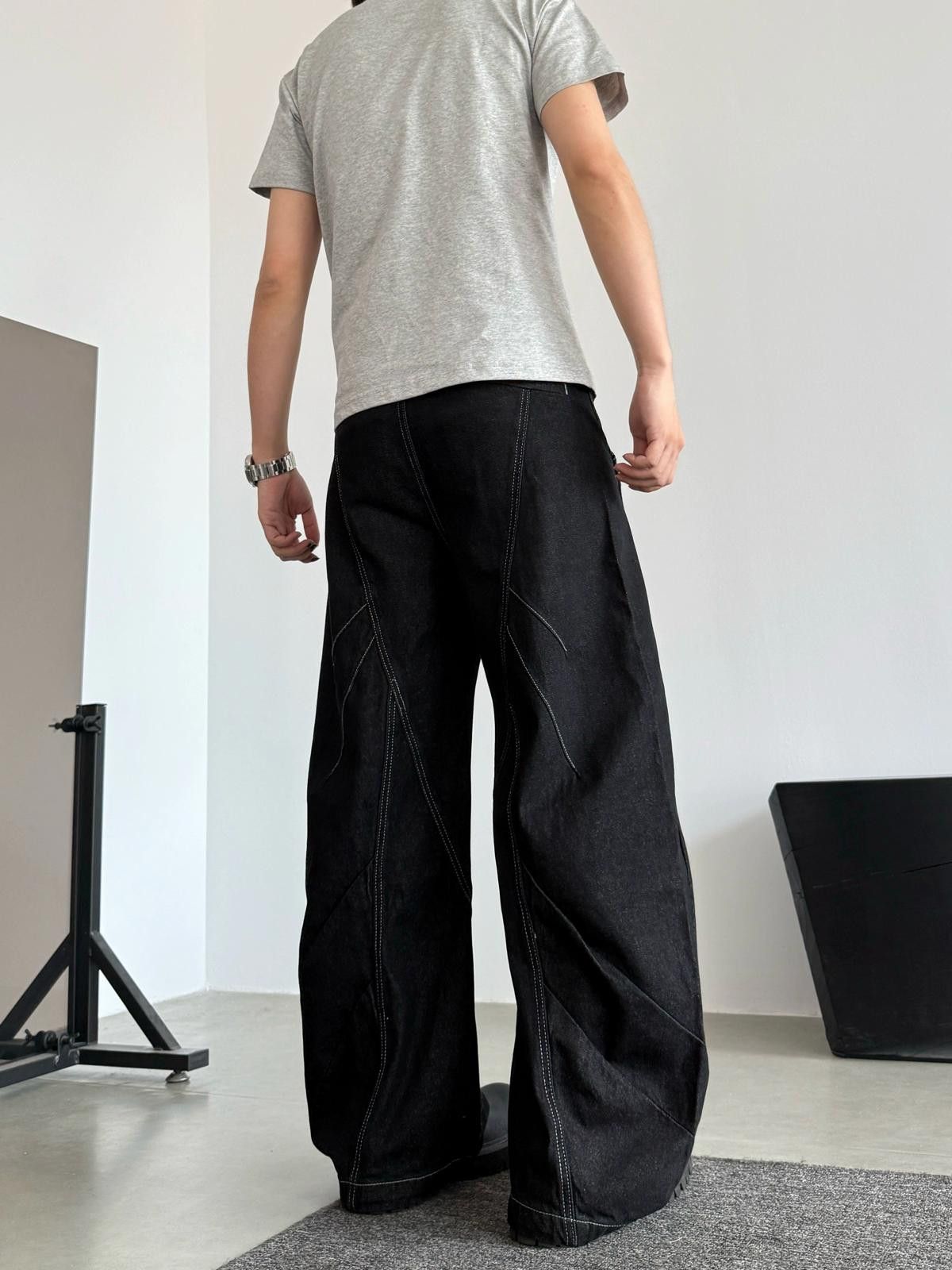 Other Oversized Black Denim Wide Leg Jeans Size US 30 / EU 46 - 4 Thumbnail