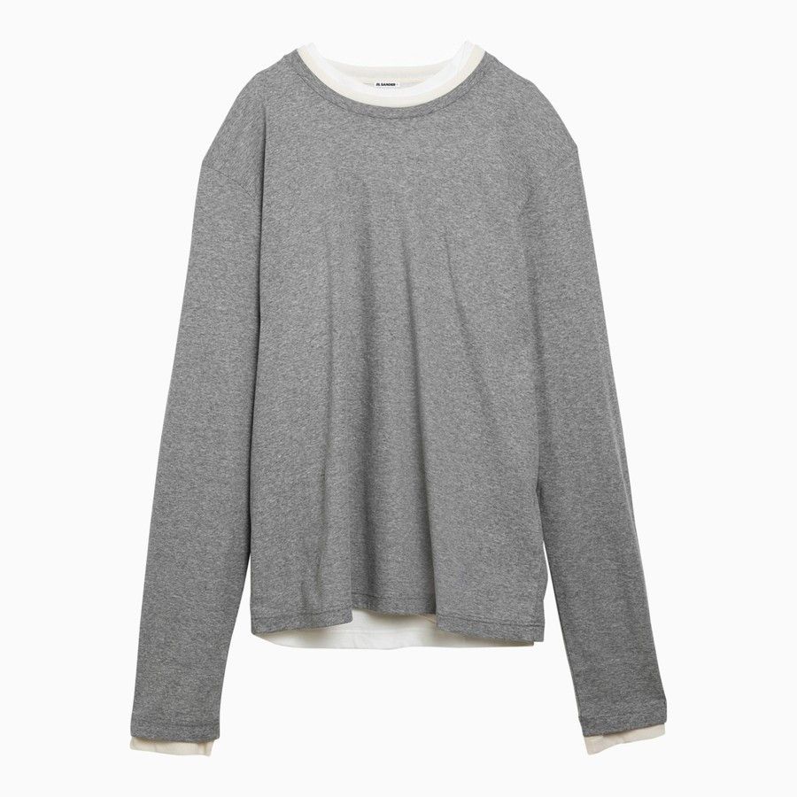 image of Jil Sander O1D2Blof0424 Long-Sleeved T-Shirt In Grey, Men's (Size XL)