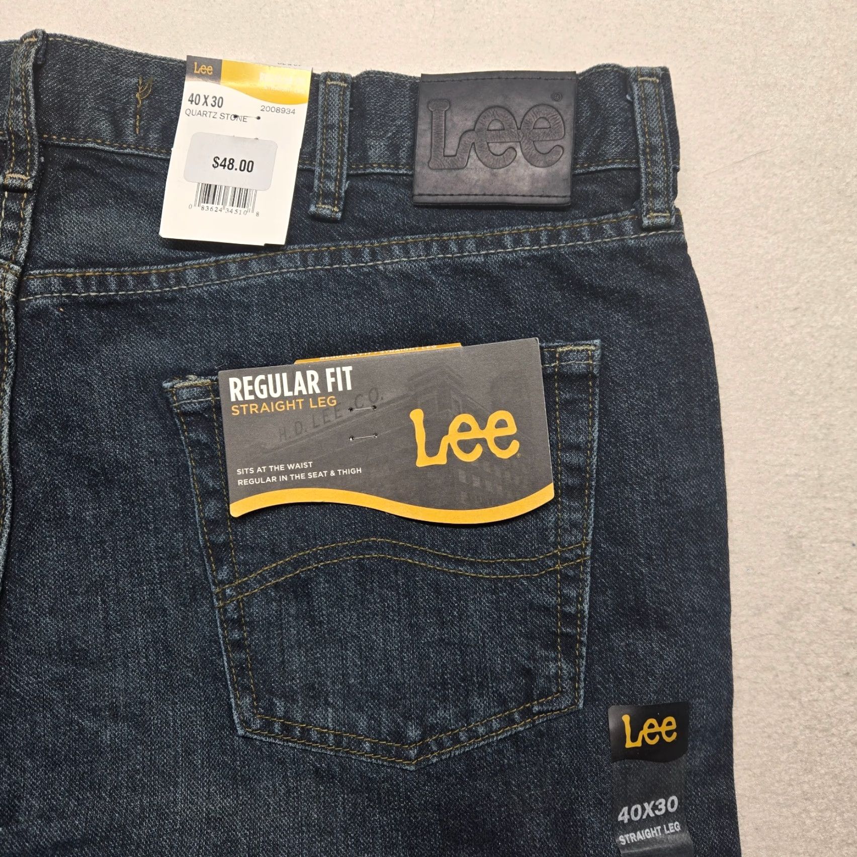 Lee Lee Jeans Denim Blue Regular Fit Straight Leg Jeans Men 40 x 30 Size US 40 / EU 56 - 2 Thumbnail