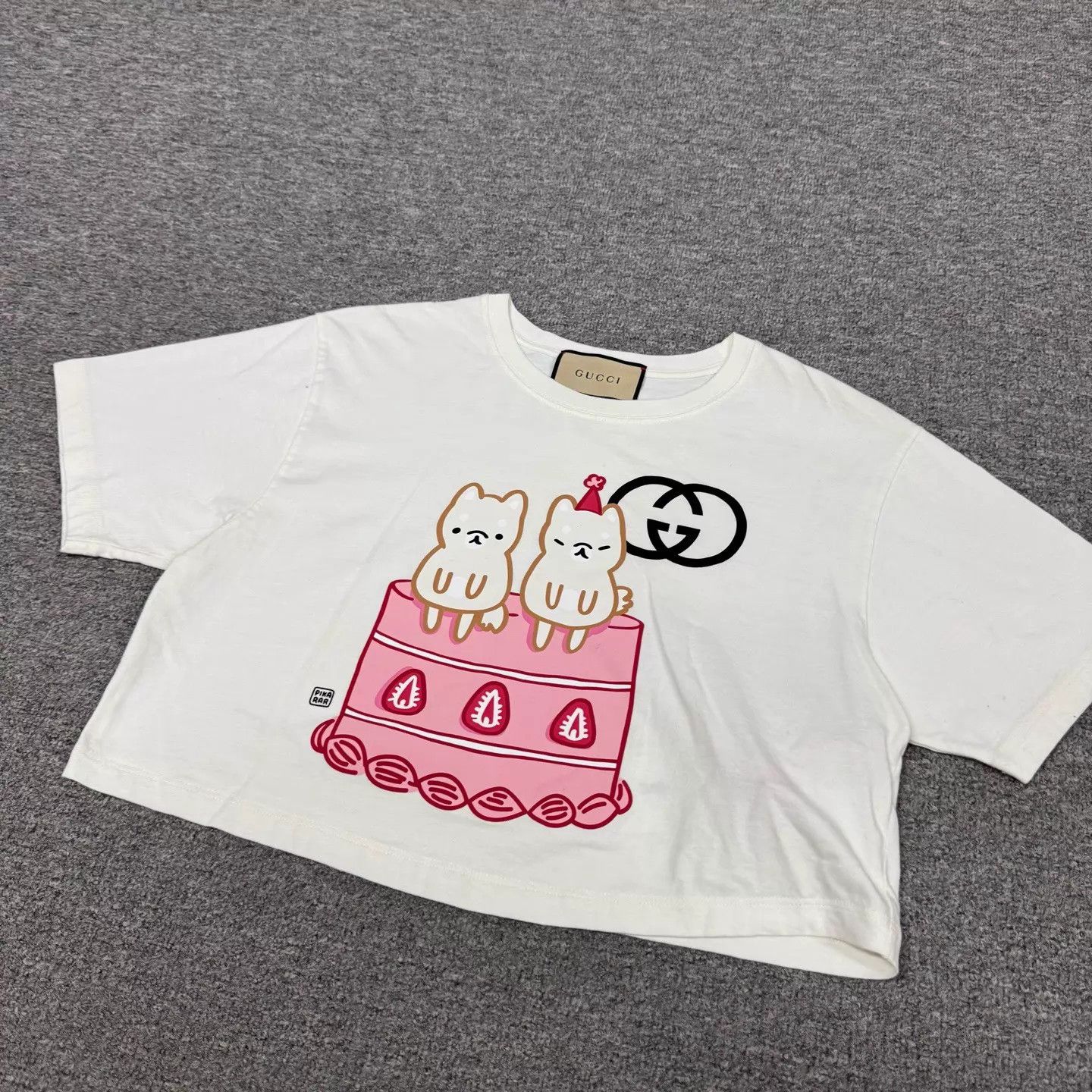 Gucci Gucci Pikarar Collab Cake Puppy Cropped SS Tee XXS Size XXS / US 00 / IT 34 - 3 Thumbnail