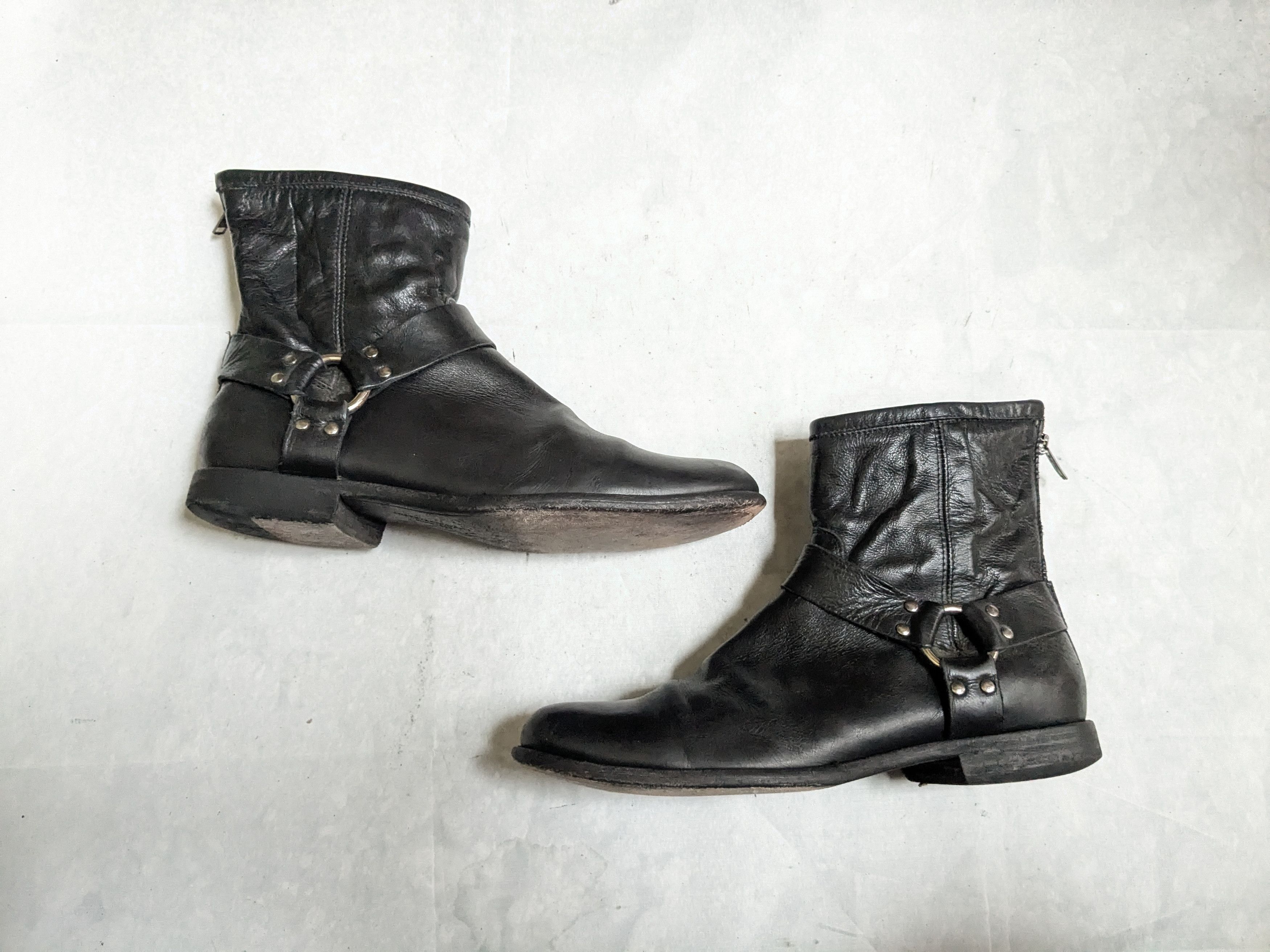 Frye Frye Harness Black Leather 10 D Leather Buckle Belted Size US 10 / EU 43 - 1 Thumbnail