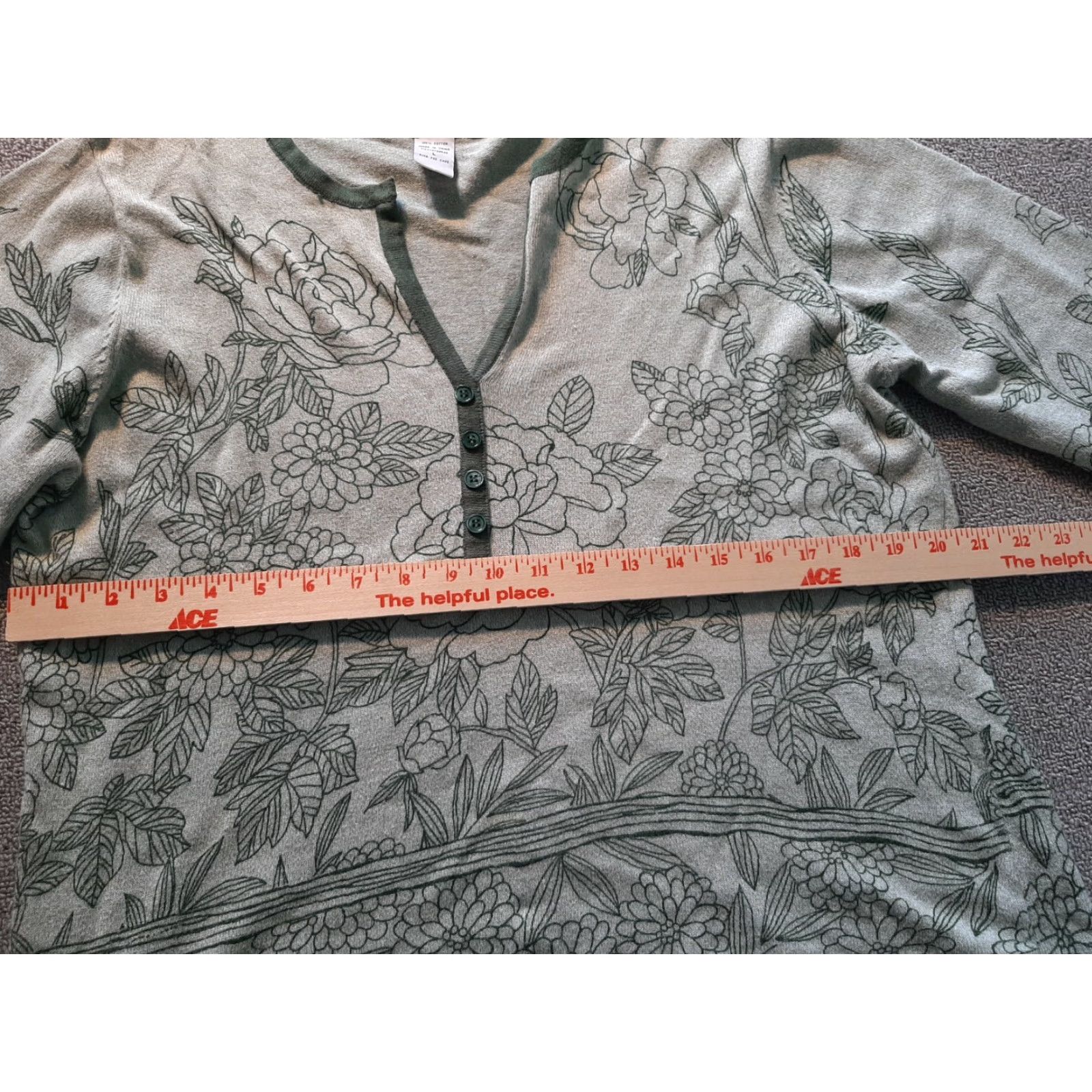 Vintage Cathy Daniels Women's L Floral 3/4 Sleeve Pullover Sweater Green Brown Size L / US 10 / IT 46 - 5 Thumbnail