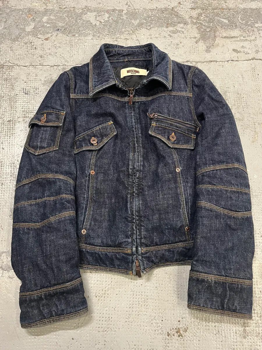 Moschino 2000s Moschino Cargo Navy Brut Denim Jacket Size M / US 6-8 / IT 42-44 - 1 Thumbnail