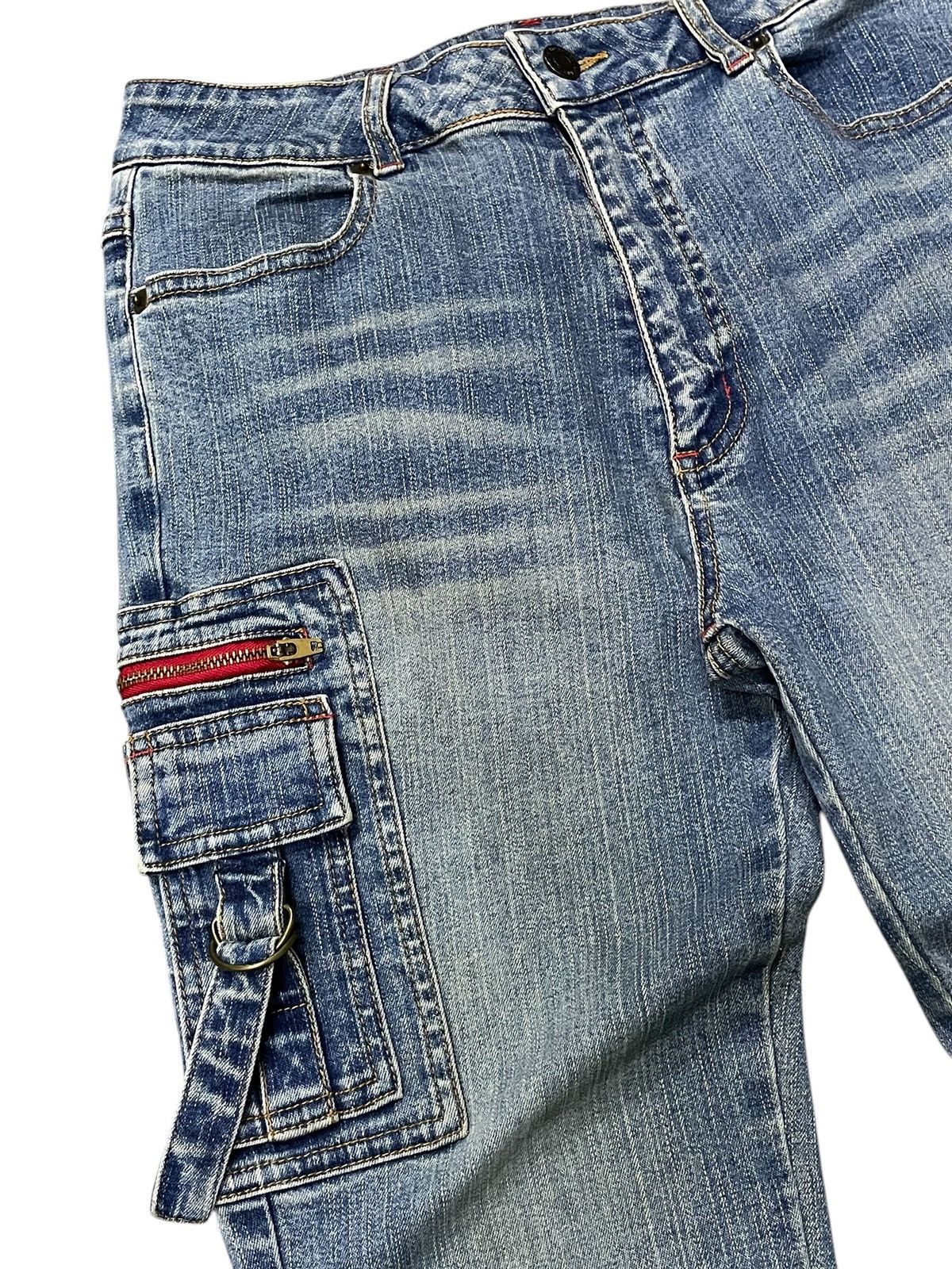 Japanese Brand × Le Grande Bleu (L.G.B.) × Tornado Mart Strech Cargo Flare Multi Pocket Jeans Size US 27 - 10 Thumbnail