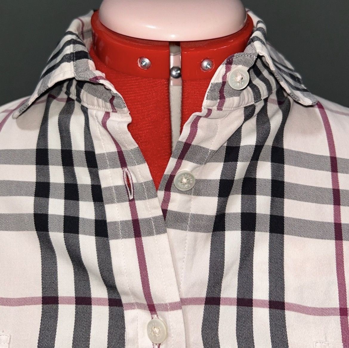 Burberry Burberry London Dusty Pink Nova Check Button Down sz XS Size XS / US 0-2 / IT 36-38 - 2 Thumbnail