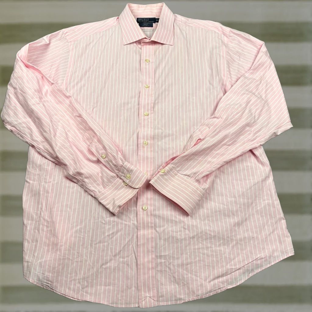 Polo Ralph Lauren VINTAGE Polo Ralph Lauren Shirt Mens 18 36/36 Pink White Stripe Regent Custom Fit Shirt Men Pink Stripe OLD? Size US XXL / EU 58 / 5 - 1 Thumbnail