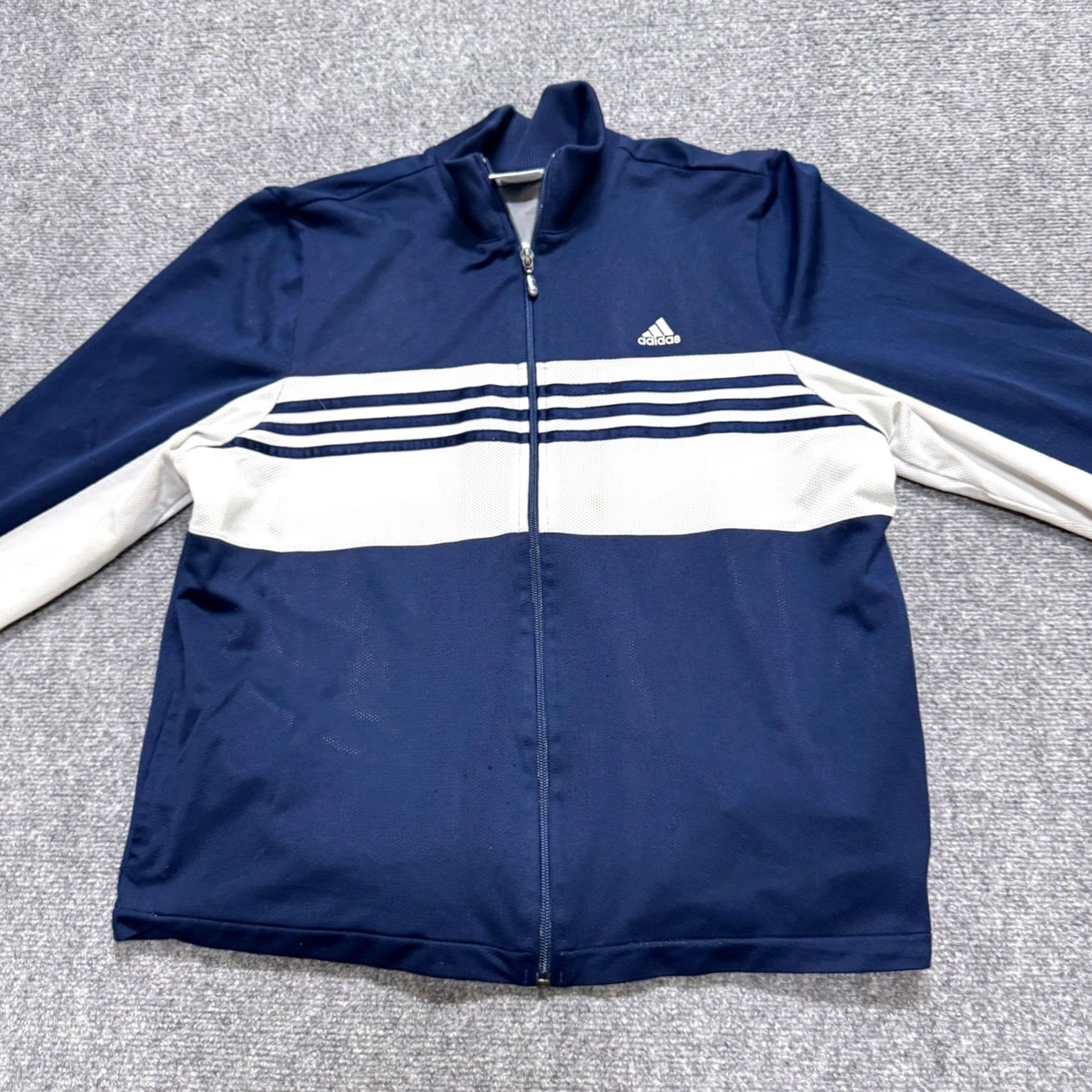Adidas VINTAGE Adidas Jacket Womens XL Blue White Gray Full-Zip Polyester Cotton Blend 90s Y2K Striped Womens XL Blue White Gray Size XL / US 12-14 / IT 48-50 - 5 Thumbnail