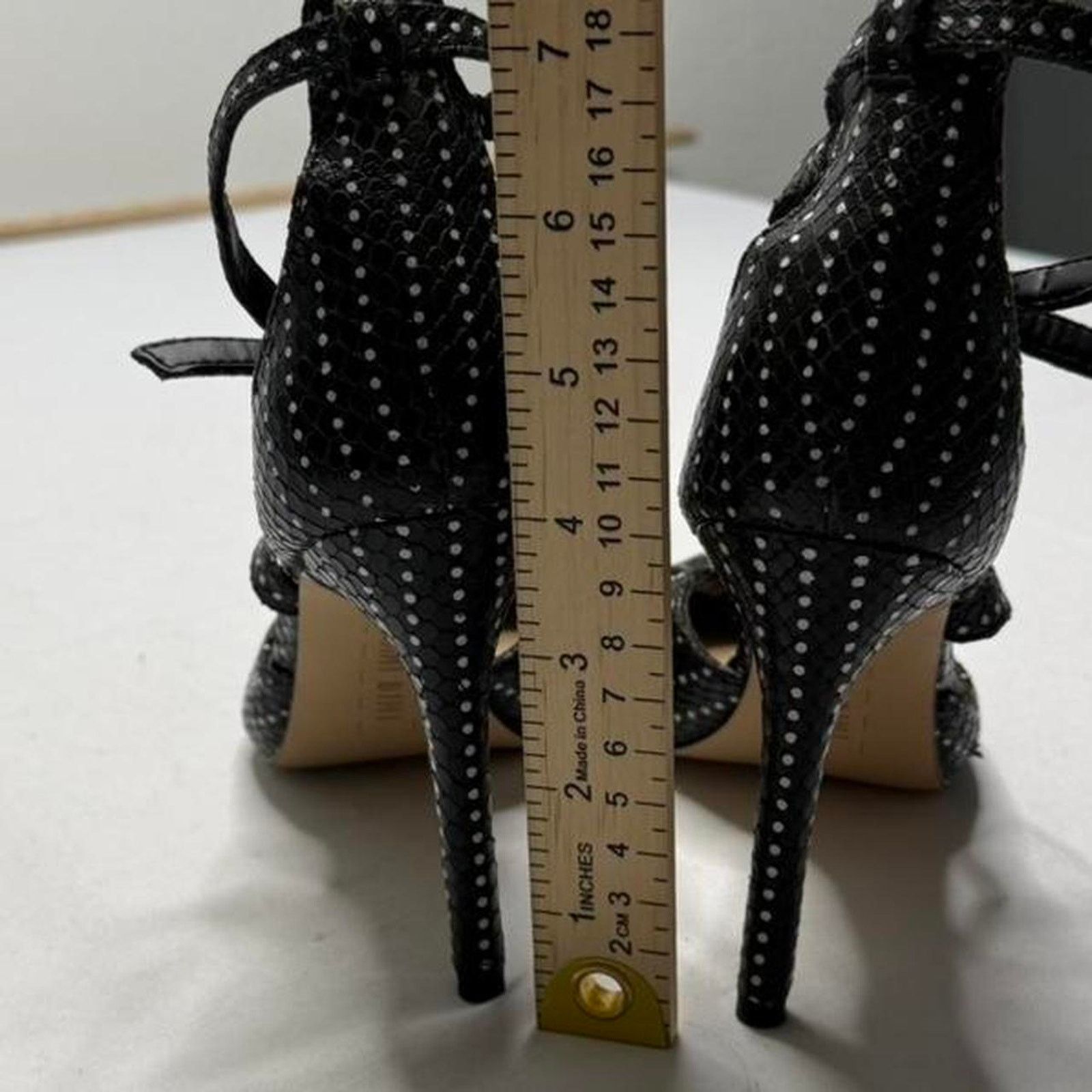 Other Gianni Bini Black polka dot strappy heels silver stud size 6 Size US 6 / IT 36 - 6 Thumbnail