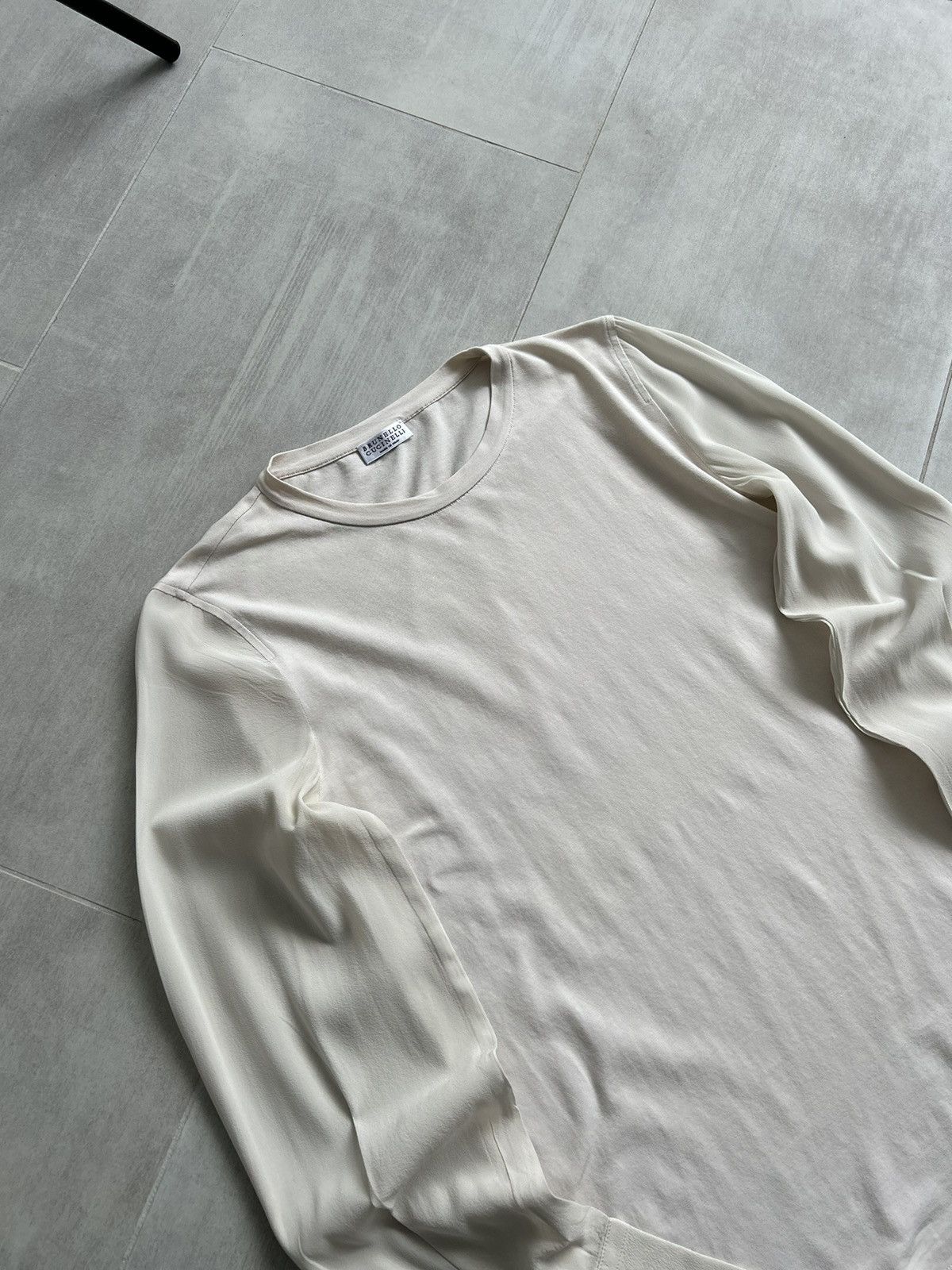 Brunello Cucinelli Brunello Cucinelli Cotton Jersey Top Silk Long Sleeves Size M / US 6-8 / IT 42-44 - 5 Thumbnail