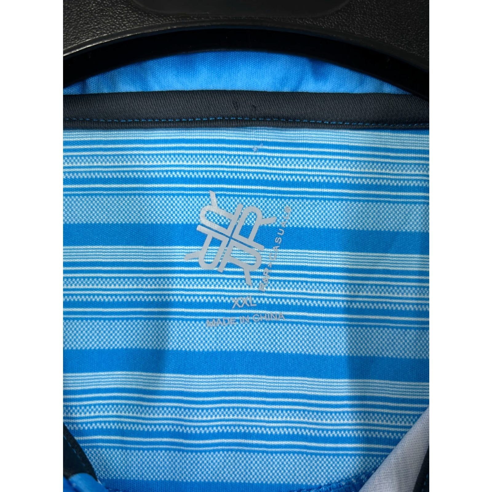 Vintage R&R Polo Shirt Mens 2XL 100% Polyester Striped Blue Polo Shirt Casual, Workwear, Golf, Athletic Mens Shirt Size US XXL / EU 58 / 5 - 3 Thumbnail