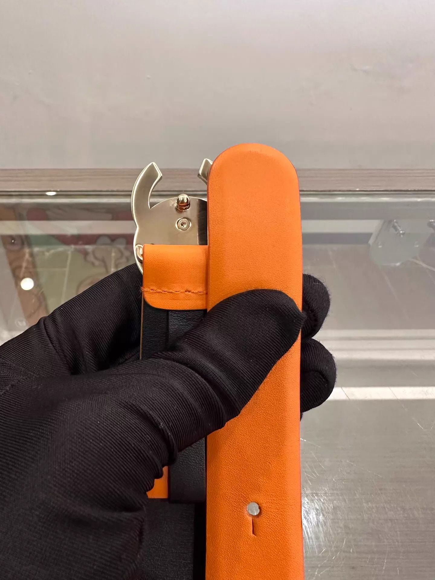 Chanel Chanel Orange Black CC 2.5cm Wide Belt 80cm Size ONE SIZE - 5 Thumbnail