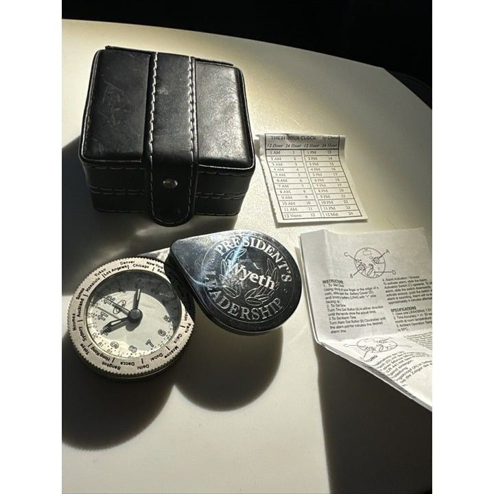 Vintage Chass 24 Hour Clock With Black Leather Case And Manual Size ONE SIZE - 1 Thumbnail