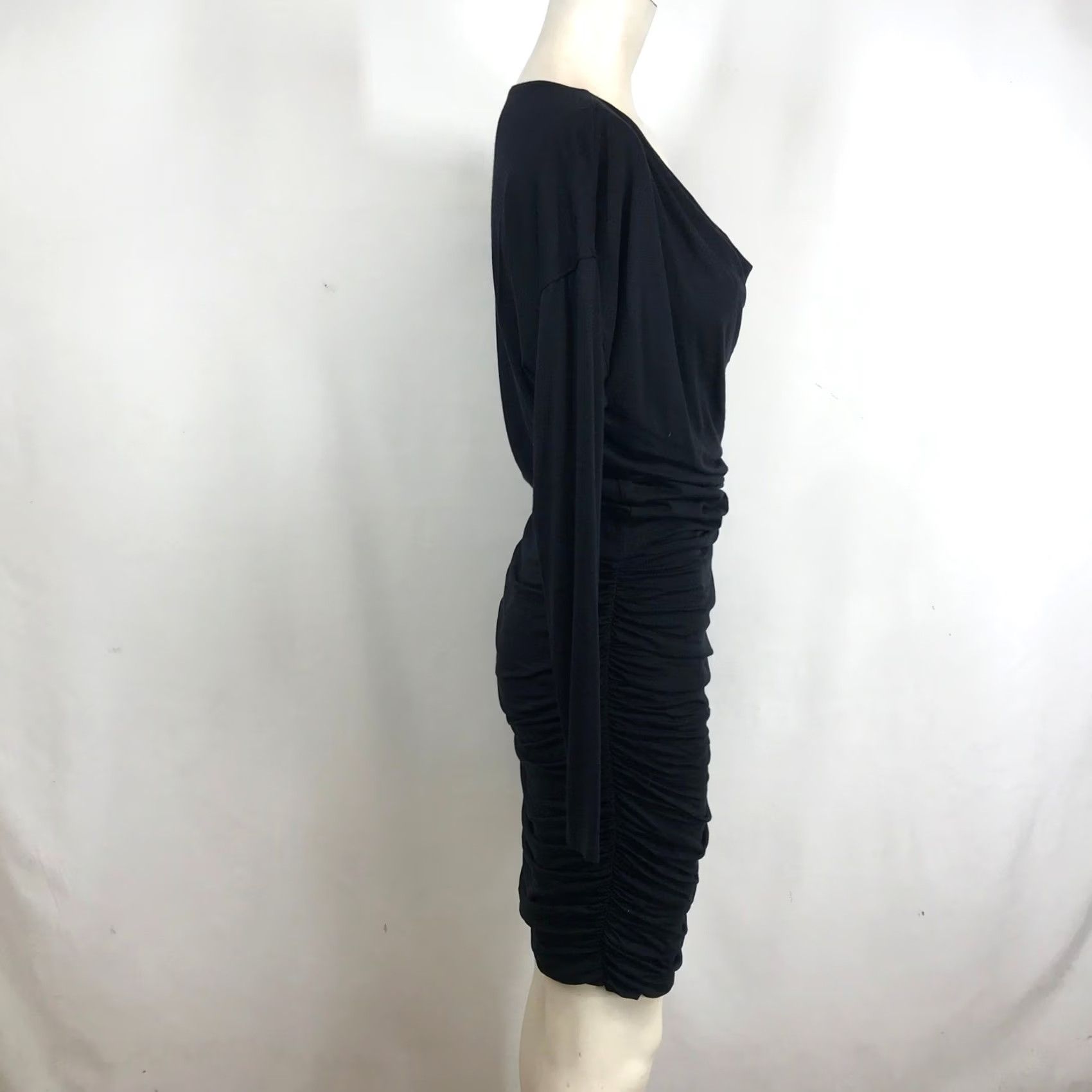 Athleta Athleta Black Cowl Neck Ruched Long Sleeve Modal Wool Dress XS Size XS / US 0-2 / IT 36-38 - 4 Thumbnail