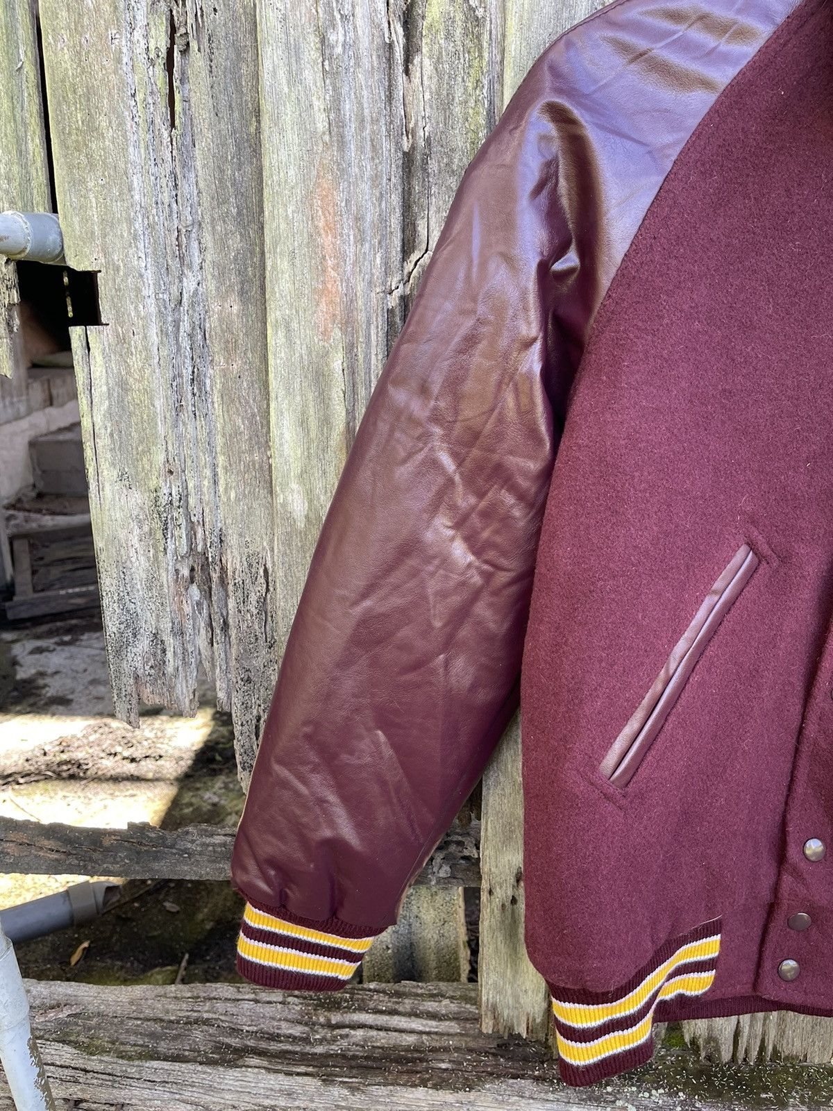 Designer Vintage Burgundy Dilly Letterman Varsity Jacket (XS) Size US XS / EU 42 / 0 - 5 Thumbnail