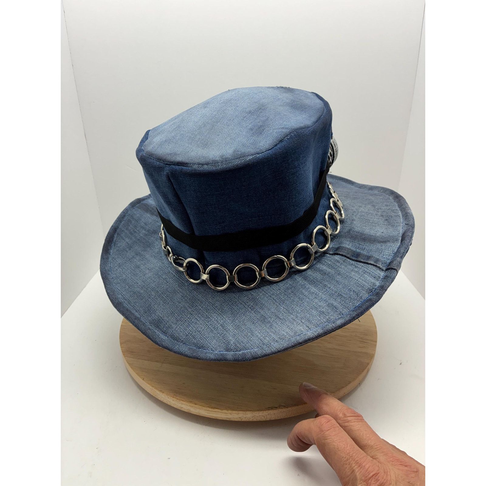 Other Steampunk Denim Hat XL – Goggles Top Hat, Industrial Festive Size ONE SIZE - 6 Thumbnail