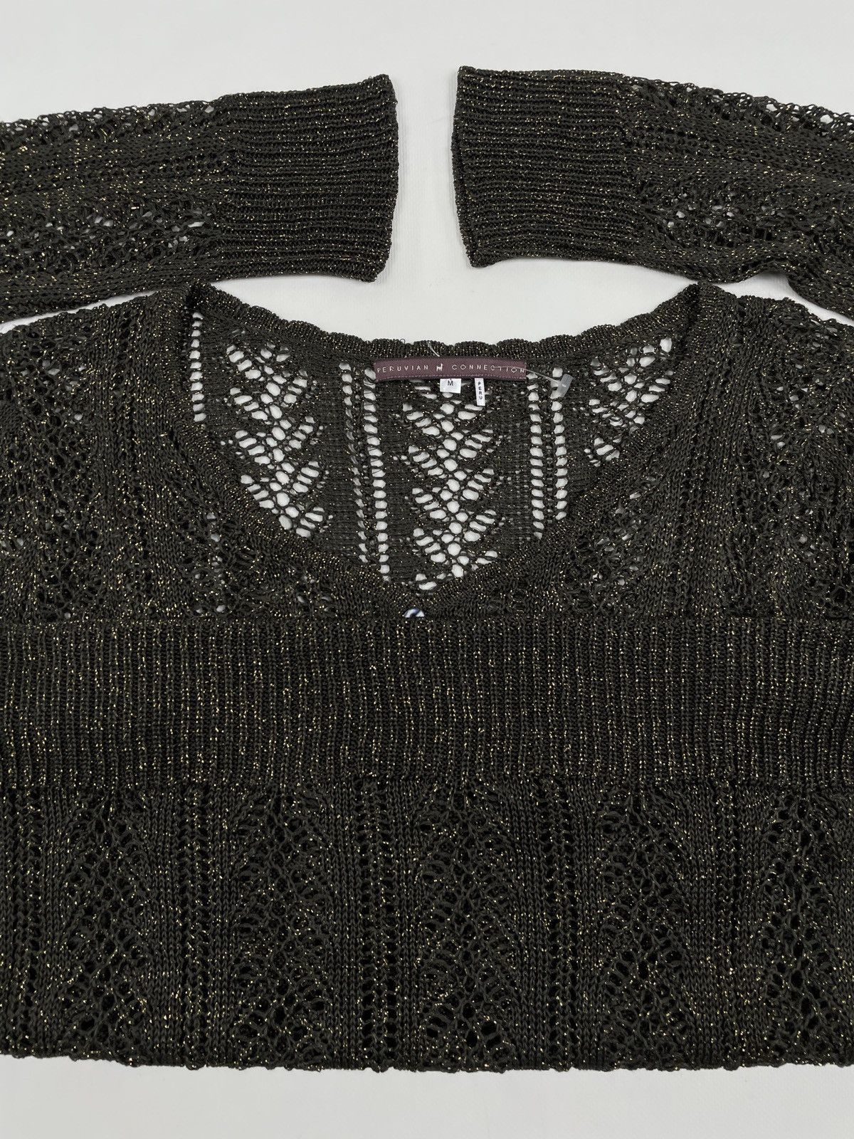 Iris von Arnim PERUVIAN CONNECTION Knit Cotton Lurex Top L/S Jumper Sweater Size M / US 6-8 / IT 42-44 - 13 Thumbnail