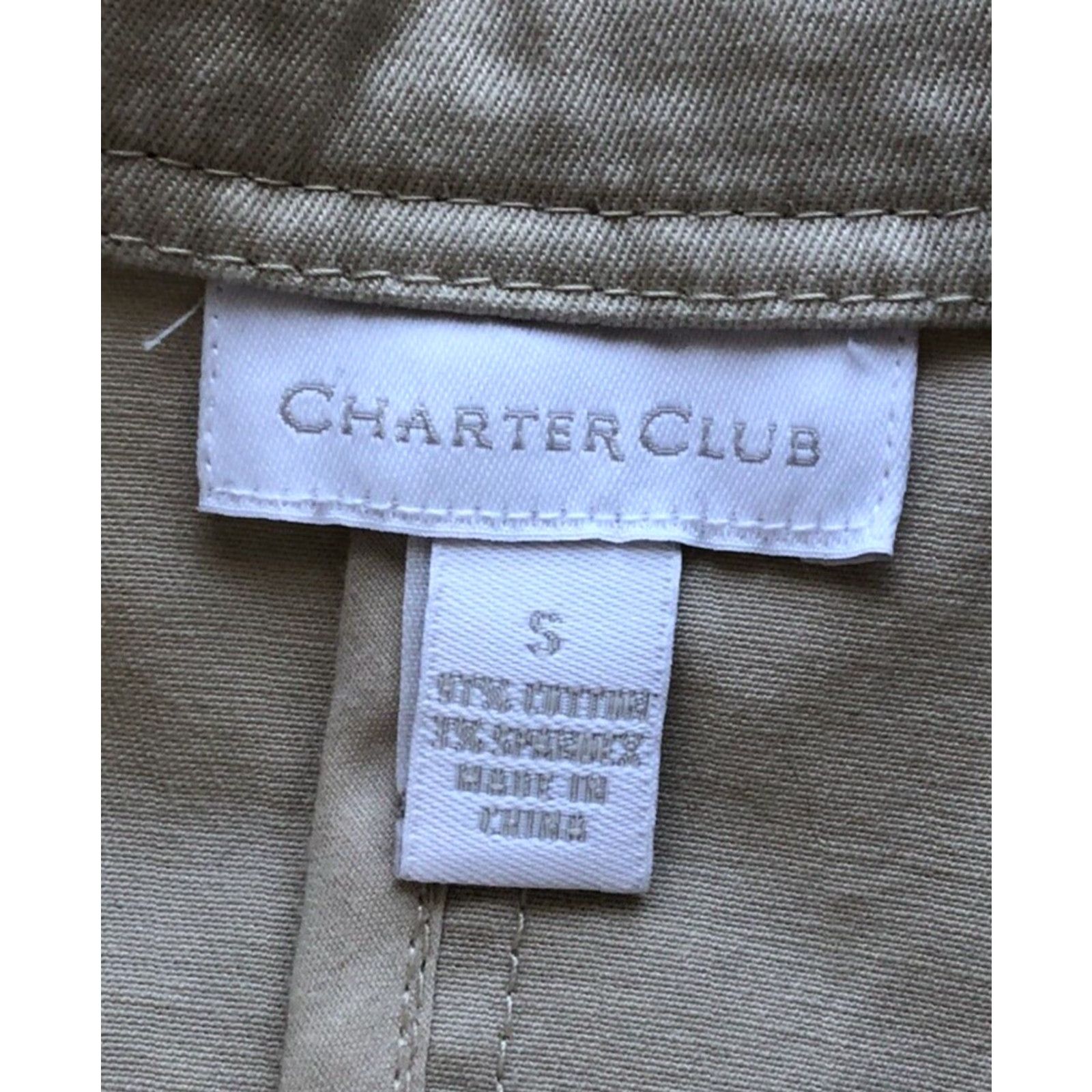 Charter Club NWT Charter Club Womens Jacket S Sand Beige Button Up Cotton Spandex Pockets Size S / US 4 / IT 40 - 5 Thumbnail