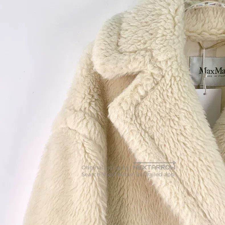 Max Mara Max Mara Off-white Teddy Alpaca Wool Collar Double Breaste Size S / US 4 / IT 40 - 3 Thumbnail