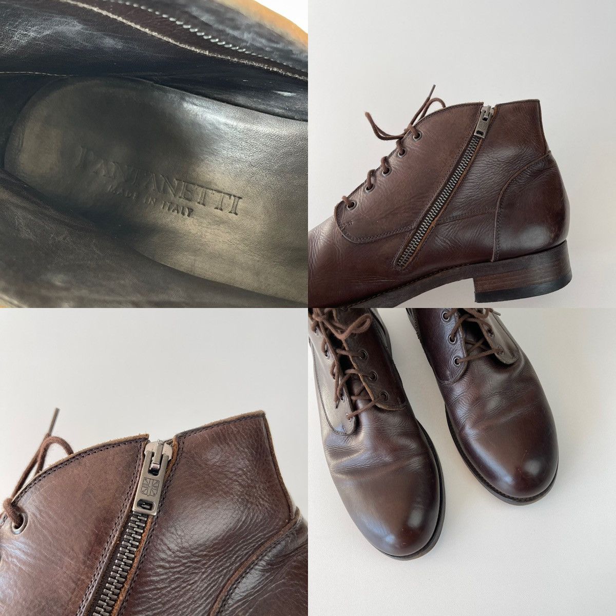 Pantanetti Pantanetti High Ankle Leather Zip Boots Brown Made in Italy Size US 12 / EU 45 - 7 Thumbnail