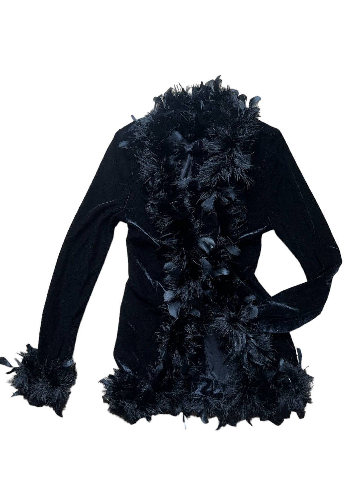 Japanese Brand Black velvet feather cardigan 🪶 Size M / US 6-8 / IT 42-44 - 6 Thumbnail