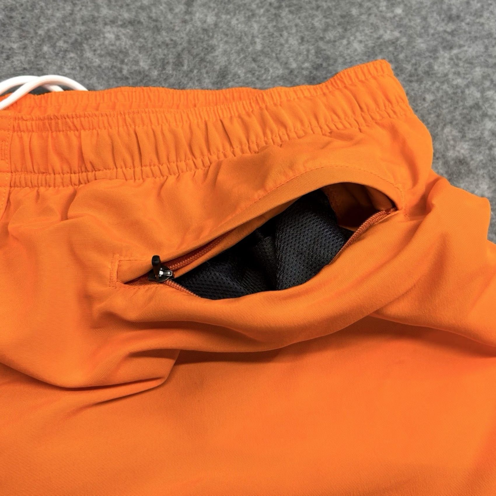 Vintage Stüssy Big Basic Water Shorts Mens L Orange Swim Bottom Holiday Casual with Back Zip Pocket Size US 33 - 5 Thumbnail