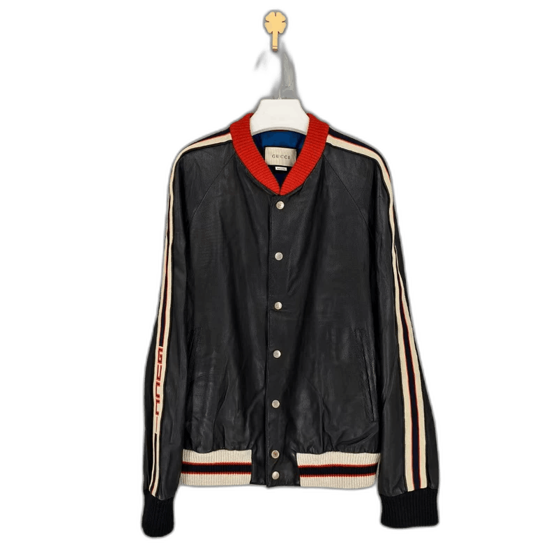 Gucci Gucci Black Leather Varsity Jacket Size US L / EU 52-54 / 3 - 1 Thumbnail